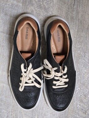 Cobb Hill by New Balance Black Leather Sneakers with Cream Laces